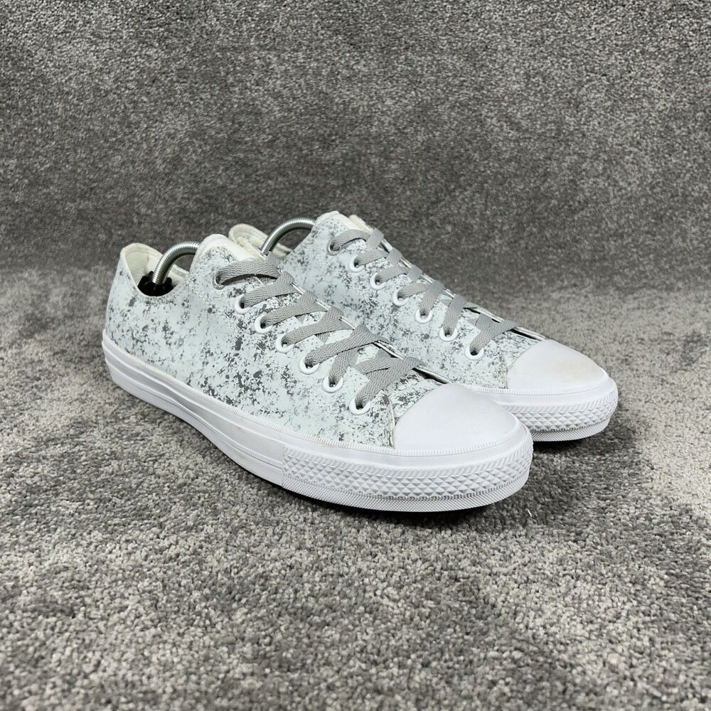 Converse Chuck Taylor II 154890C Mens Sz 11 Reflective White Silver Skate Shoes - Picture 3 of 13